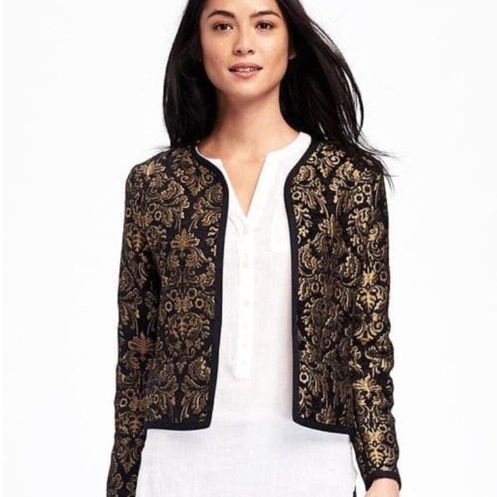 Old Navy Black Gold Damask Open Blazer 2XL